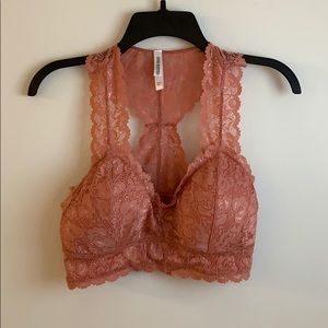 Pink lace padded bralette